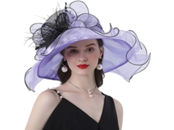 Chapéu De Coco De Organza Respirável Para Uso Externo, Item Essencial Para Meninas, Fascinator Roxo