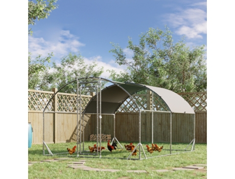 Gaiola Para Galinhas Com Cobertura Uv, 280x380x197cm, Porta Inclusa, Ideal Para 6 12 Aves E Pequenos Animais, Estrutura Em Aço Resistente Quenty