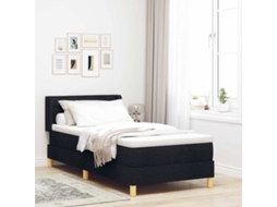 Vidaxl Cama Box com Colchão com Cabeceira Preto 190 X 90 Cm Tecido