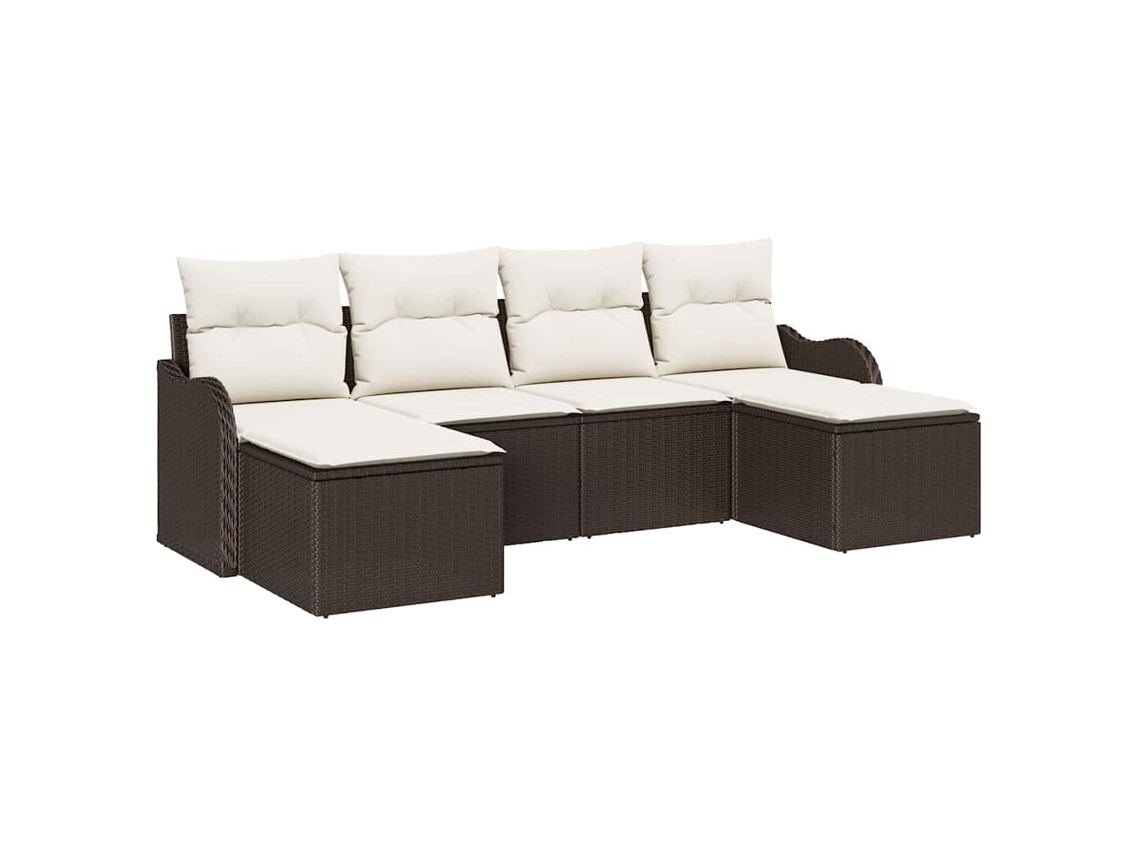 Maison Exclusive - Conjunto De Sofá De Jardim 6 Unid. Marrom E Branco Vime Pe