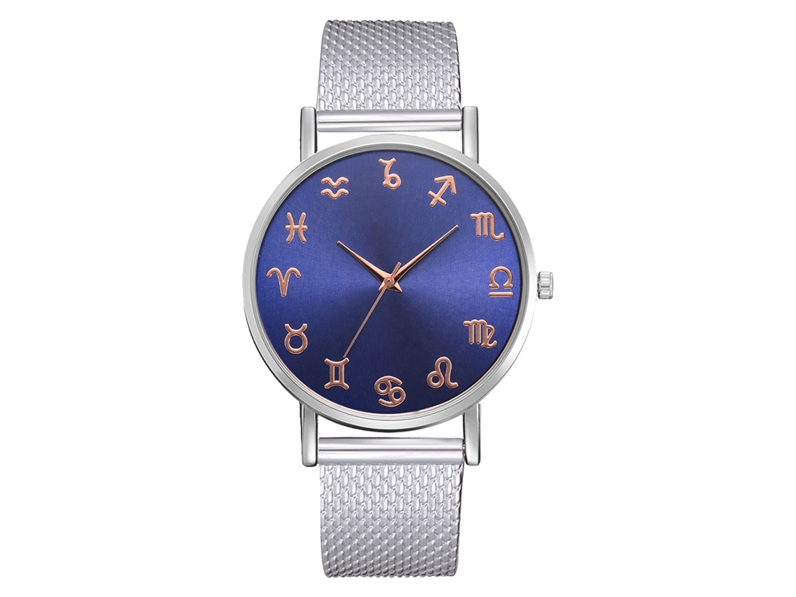 Relógio de pulso masculino casual com mostrador redondo e movimento de quartzo (prata rosa)