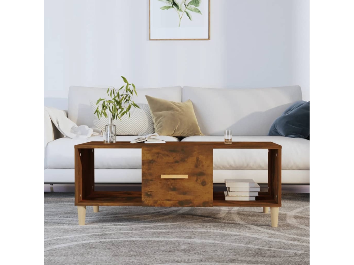 Vidaxl Mesa De Centro 102x50x40 Cm Derivados Madeira Carvalho Fumado