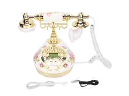 Telefone Fixo Retrô Europeu Cerâmica LAXISCREED com Display de Data Eletrônico