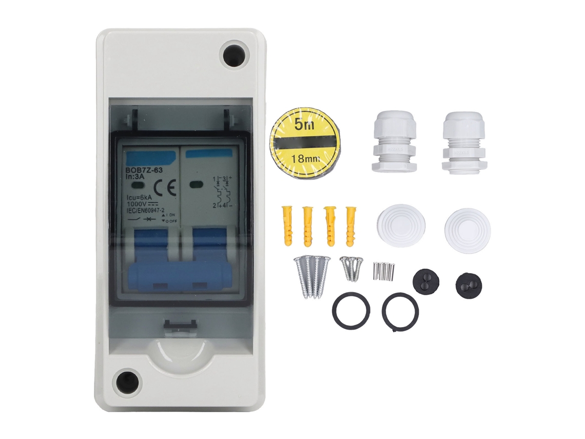 Interruptor de desconexão CC HKJ 3A 1000V, IP65, para painel solar