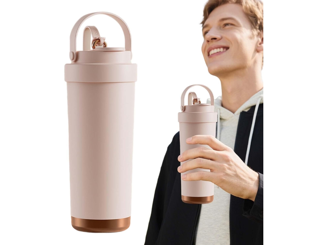 Copo De Café Com Canudo 750 Ml Tampa Dispensadora Com Bico Ideal Para O Dia A Dia, Atividades Gokoco
