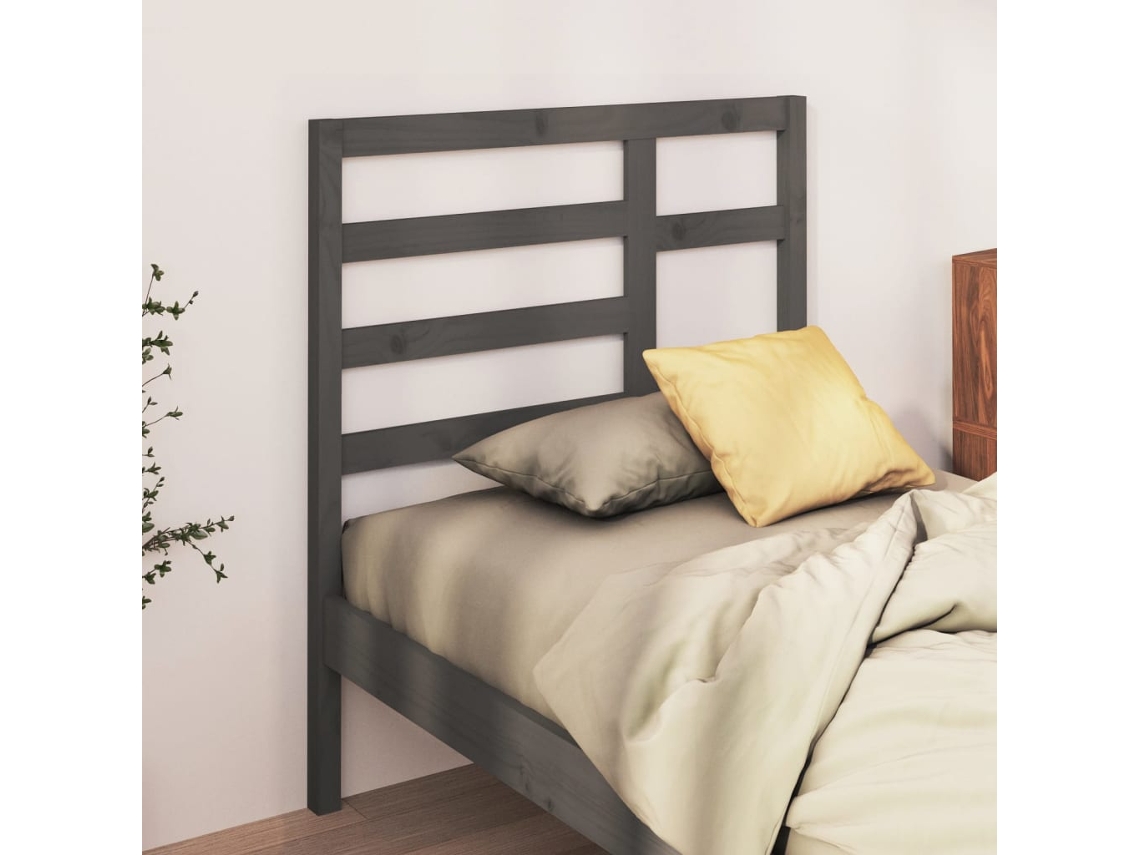 Vidaxl Cabeceira De Cama 96x4x104 Cm Pinho Maciço Cinzento