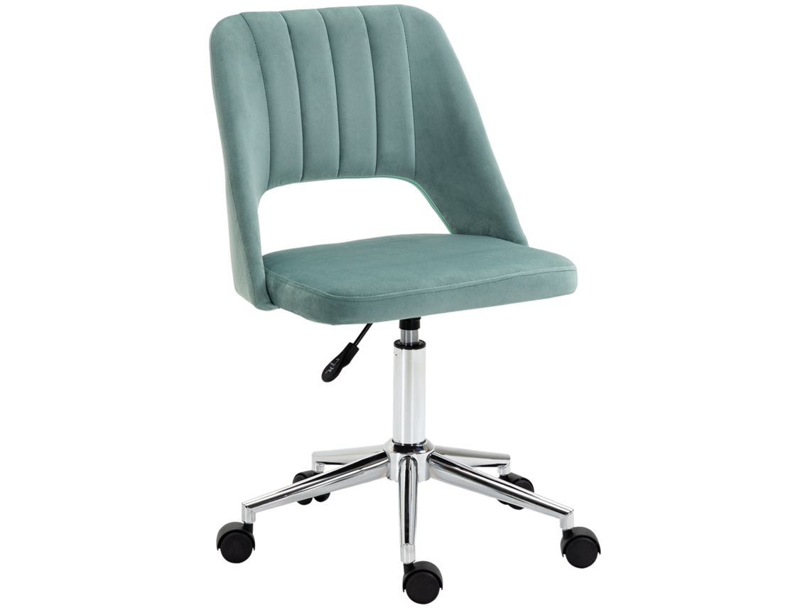 Cadeira De Escritório Ergonômica Com Altura Ajustável, Em Tecido Aveludado, 49x60x79-91 Cm, Verde Petróleoergonômica E Confortável, Com Altura