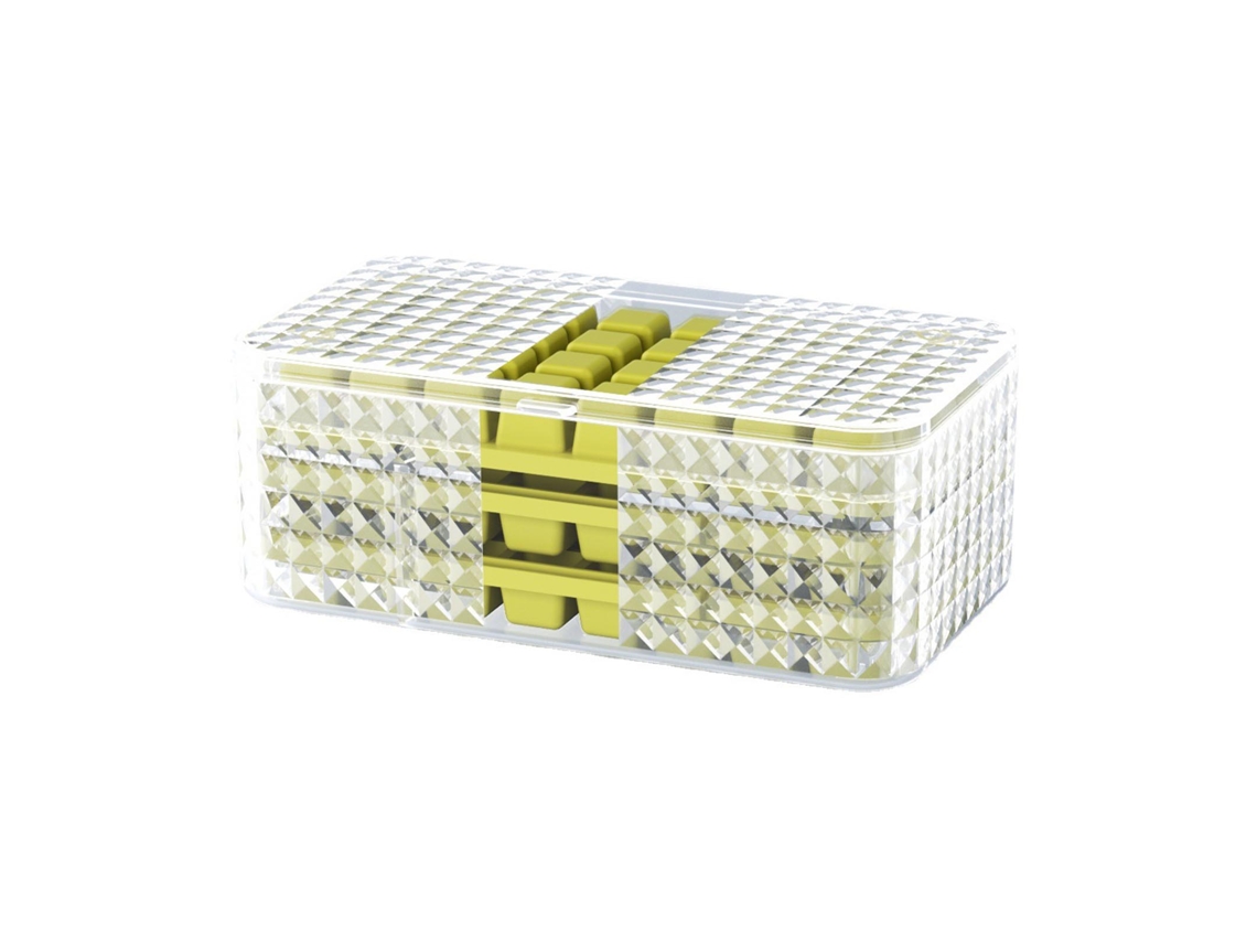Molde De Gelo 64 Cubos De Camada Dupla Com Tampa Para Coquetel Whiskey Café Verde