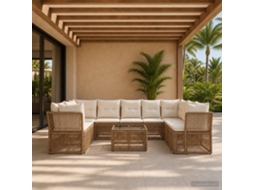 Vidaxl Conjunto De Sofá De Jardim 10 Unid. Bege Vime Pe