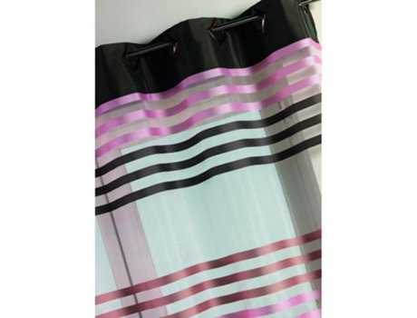 Cortina de Organza Listrada Rosa 140 X 260 Cm HOME MAISON