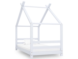 Vidaxl Estrutura De Cama Para Crianças 80x160 Cm Pinho Maciço Branco
