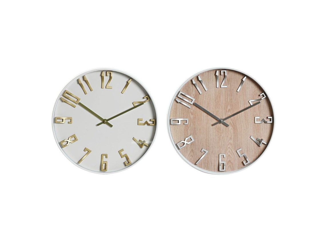 Relógio de Parede Home Esprit Branco Dourado Prata PVC 30 x 4 x 30 cm (2 Unidades)