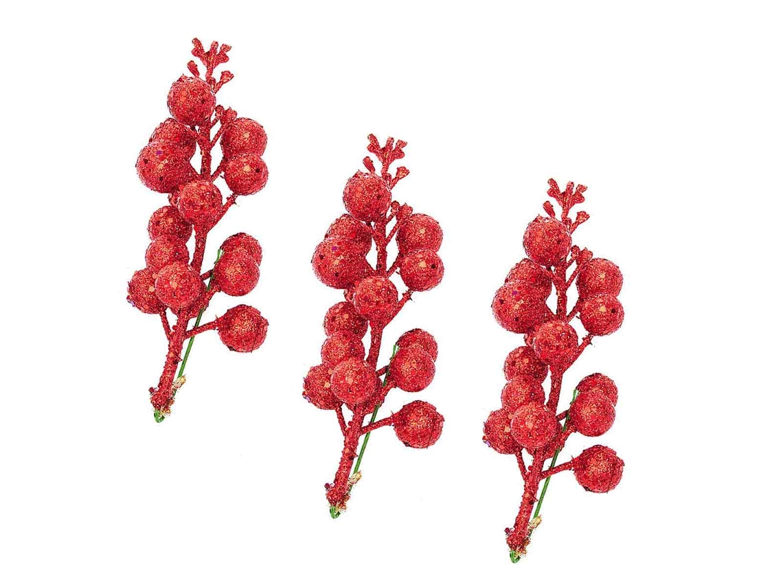 Raminhos de Berries Glitter 7.8 Polegadas para Enfeites de Natal RNEMITERY