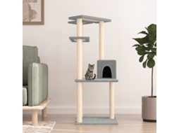 Vidaxl Árvore P/ Gatos C/ Postes Arranhadores Sisal 123 Cm Cinza-claro