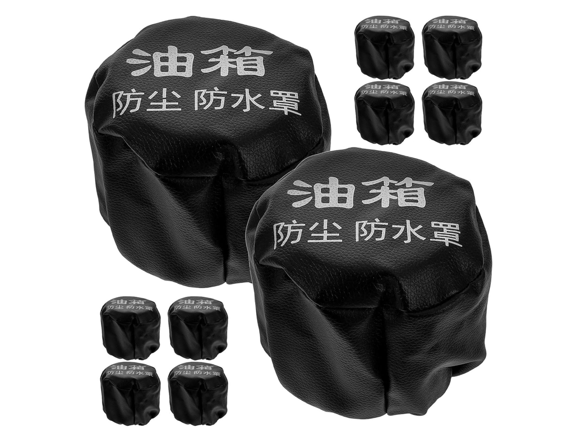 Conjunto de 10 tampas de tanque de combustível para estrada em couro PU preto, protetoras.