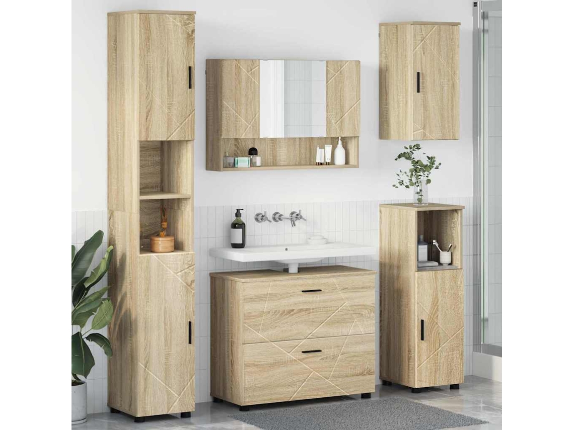 Vidaxl Conjunto De Móveis Para Banheiro 5 Unid. Carvalho Sonoma