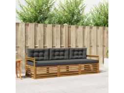 Vidaxl Conjunto De Sofás Para Exterior 3 Unid. Natural E Antracite