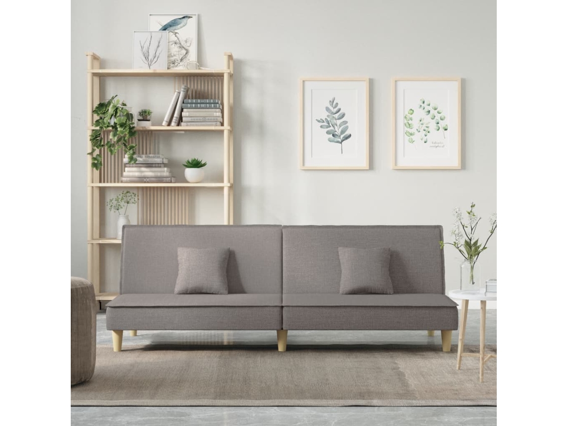 Vidaxl Sofá-cama Tecido Cinzento-acastanhado