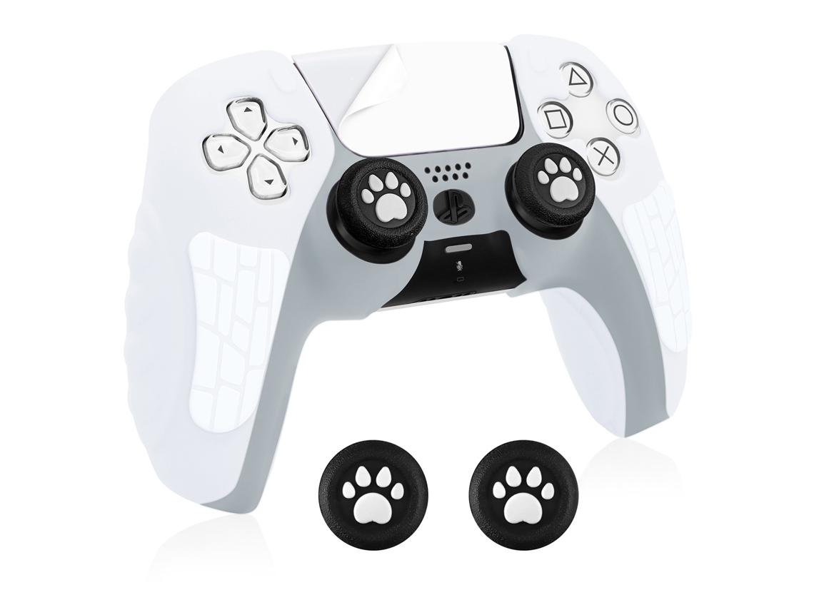 Capa Controle De Para Ps5, Capa De Silicone Antiderrapante Com Capas Para Joystick E Adesivos (branco Transparente) Cuich