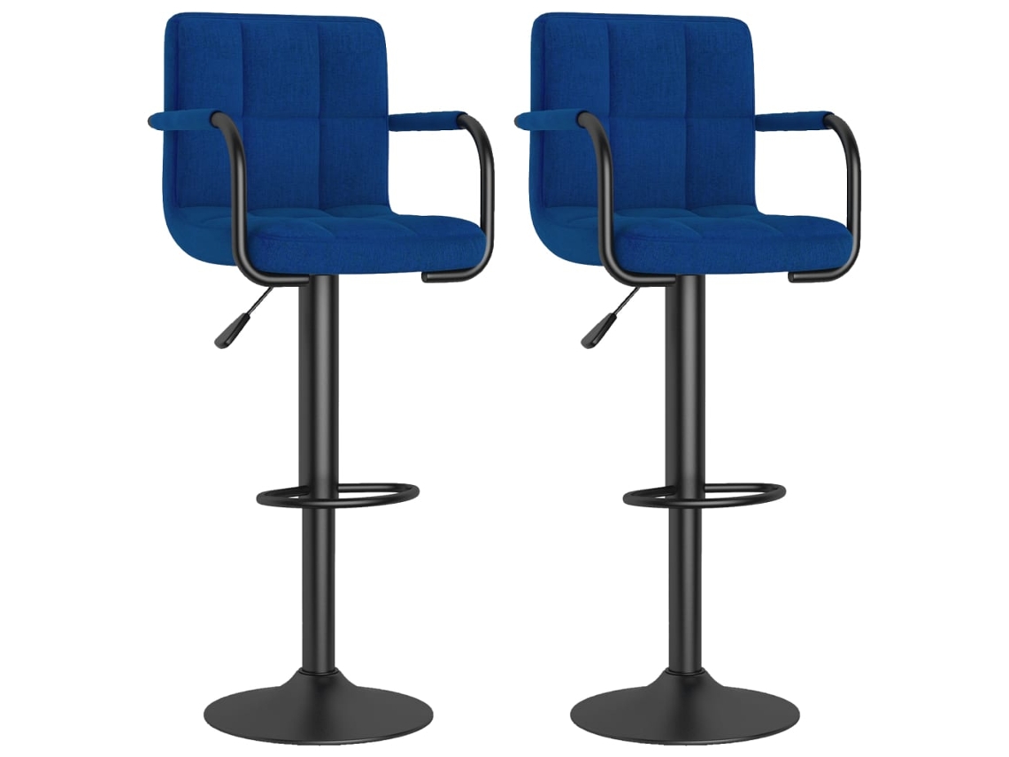 Bancos de Bar 2 Pcs Tecido Azul MAISON EXCLUSIVE