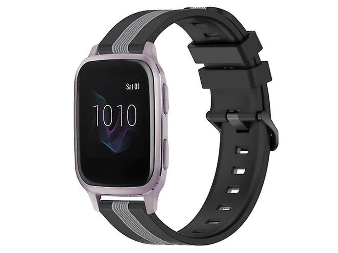 Pulseira Vertical Garmin Venu Sq 20 Mm, Silicone Bicolor, Chenille Preto E Cinza