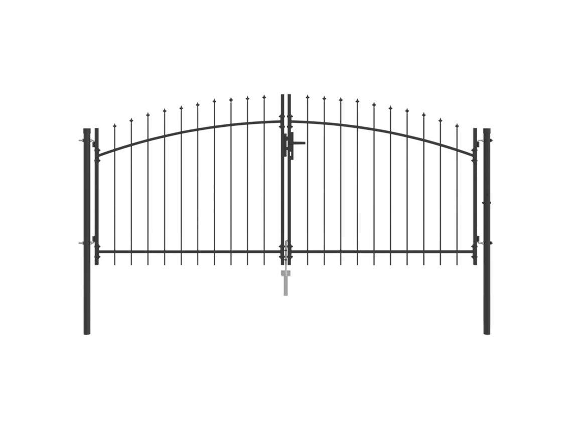 Portão De Jardim Com Topo De Lança Duplo Cinza Aço Vidaxl Cinzento Ferro (299,5 X 149,5 Cm)