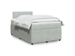 Vidaxl Cama Boxspring Com Colchão 120x190 Cm Veludo Cinzento-claro
