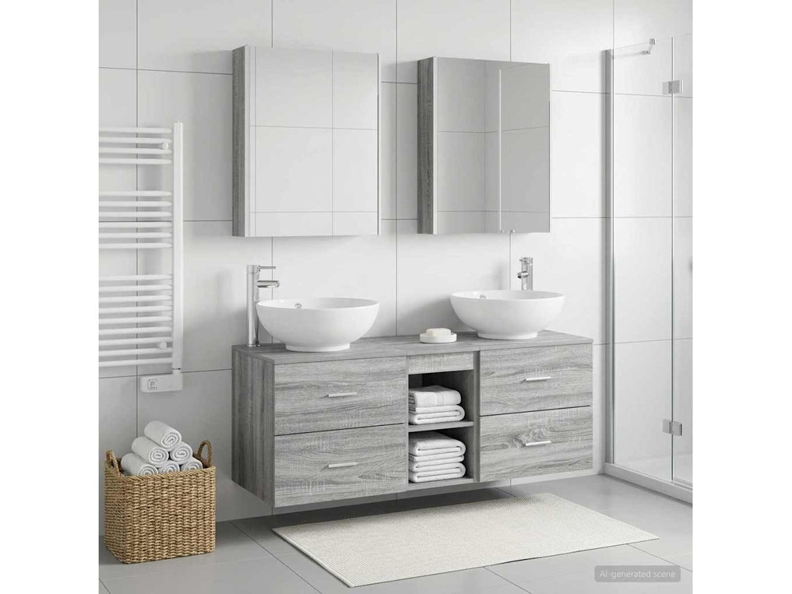Vidaxl Conjunto De Móveis Para Banheiro 5 Pcs Sonoma Cinzento