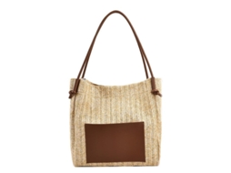 Bolsa de Ombro AQUAFORGE Retrô em Tecido Trançado, Mão, Grande, Capacidade