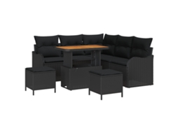 Conjunto 8 Conjunto De Jardim Vidaxl Preto Vime Pe (177.5 X 177.5 X 85 Cm)