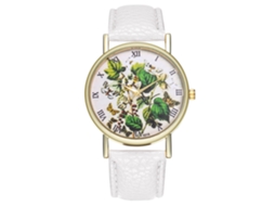 Reloj De Pulsera Analógico De Dial Redondo Con Movimiento De Cuarzo Moda (blanco)