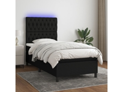 Vidaxl Cama Box Spring C/ Colchão E Led 80x200 Cm Tecido Preto