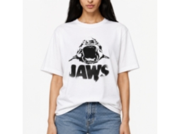 Rockinstone Jaws Movie Black Logo White Adult T-shirt Size:l