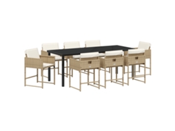 Conjunto 9 Conjunto De Jantar Moderno Vidaxl Bege Vime Pe (200 X 80 X 73 Cm)