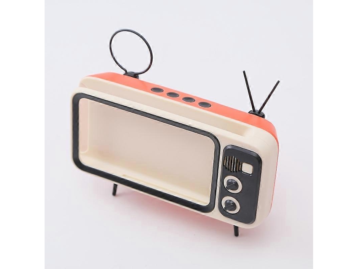 Mini Suporte Retrô Para Celular Com Tv De Mesa, Caixa De Som Bluetooth Integrada