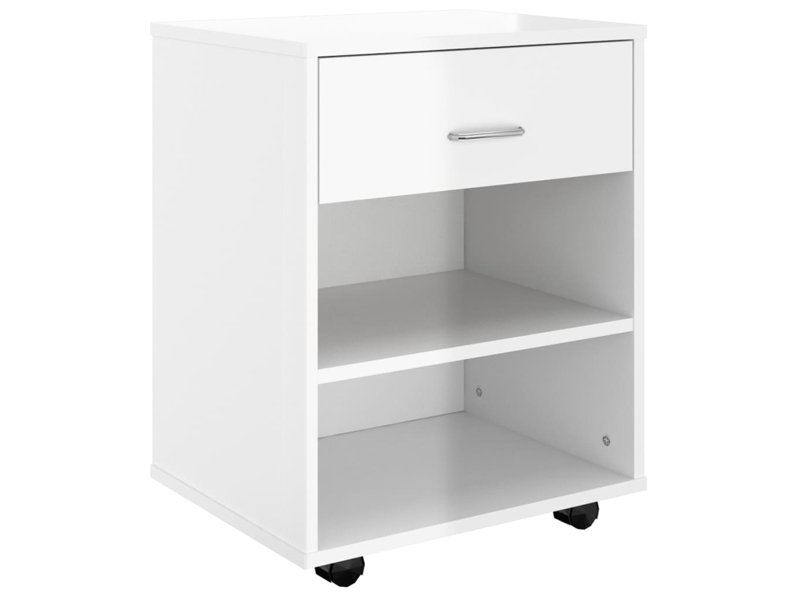 Móbile com Rodas Branco Brilhante MAISON EXCLUSIVE Derivados Madeira (46x36x59 cm)