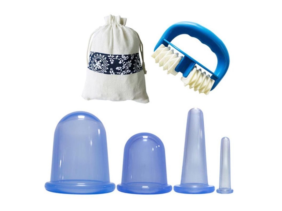 2026 conjunto de Ventosas de Silicona com 4 Peças e Rodillo de Massagem para Corpo e Rostro