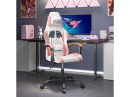 Vidaxl Cadeira Gaming Giratória Couro Artificial Branco E Rosa