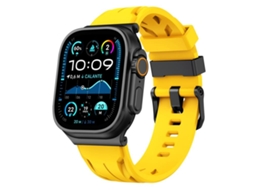 Bracelete para Apple Watch 46/49/45/44mm Silicone Preta com Fivela de Pino Amarela XIAOMOYU