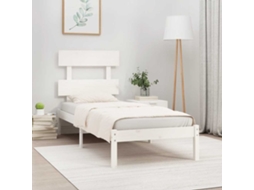 Vidaxl Estrutura De Cama Solteiro 90x190 Cm Madeira Maciça Branco
