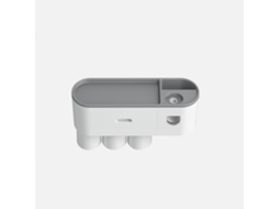 Suporte de Escova de Dentes Magnético com Copo e Dispenser Abs 3 Copos