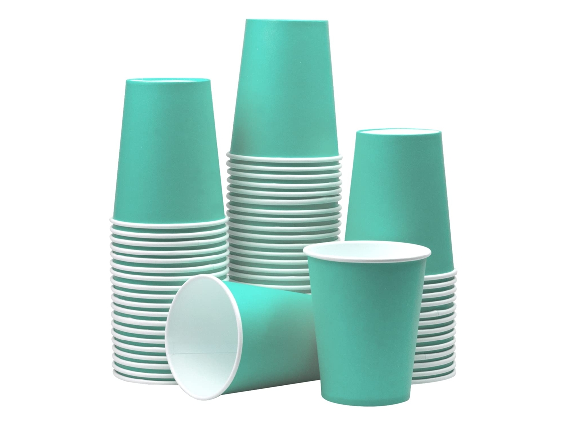 Copos De Papel Descartáveis, 60 Unidades De Copos De Papel Para Festa De Casamento, Piquenique, Churrasco, Viagem E Evento 8oz Ehstmind (cor Azul)