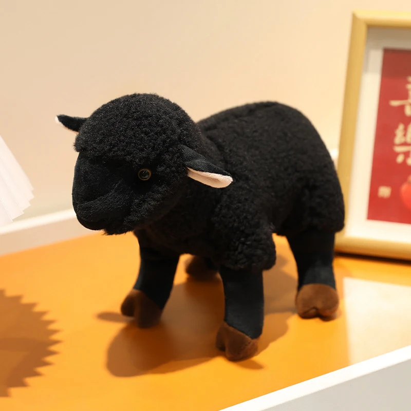 (preta 30x22 Cm) Boneca Ovelha De Pelúcia Macia Em Pé