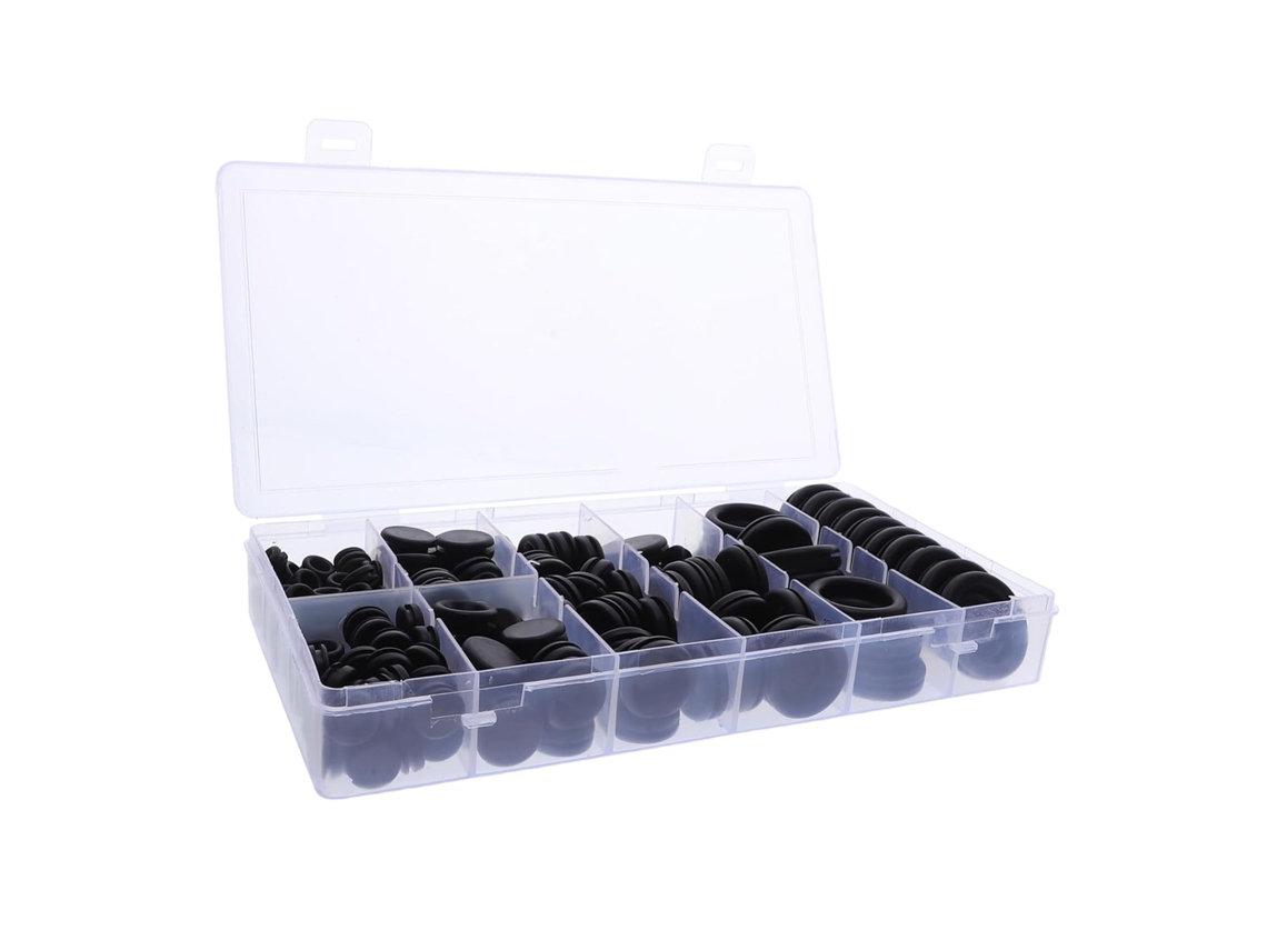 Kit Com 200 Unidades De Ilhós Borracha Para Cabos, Pretos, Proteção