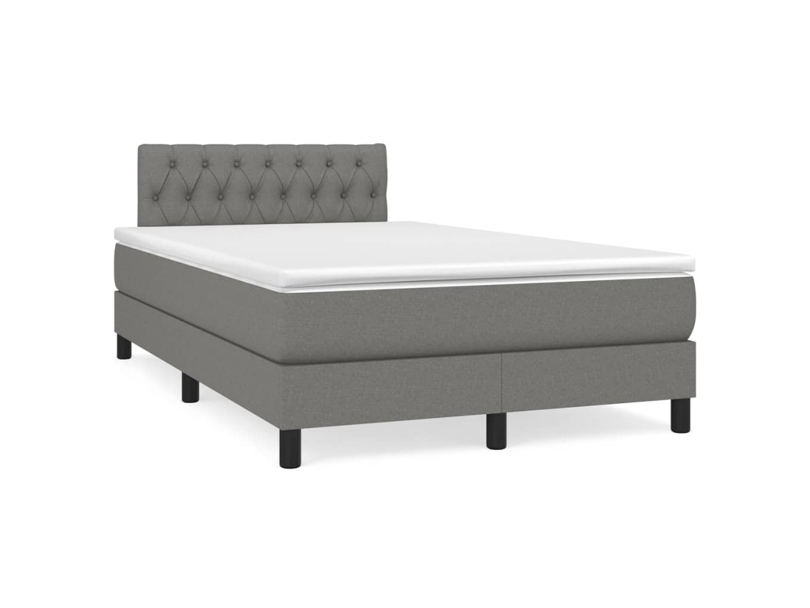 Vidaxl Cama Boxspring Com Colchão 120x190 Cm Tecido Cinzento-escuro