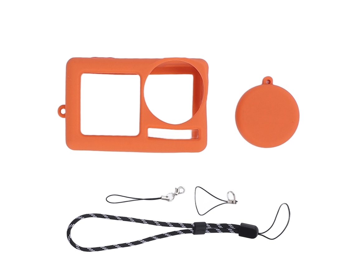 Silicone Protective Sleeve Cover For Action 5 Pro Anti Drop Camera Lens Protector Cap Camera Accessories With Wrist Strap Anti Lost Rope Orange