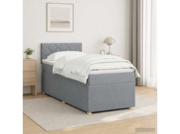 Vidaxl Cama Box Spring Com Colchão Cinzento-claro 90 X 190 Cm Tecido