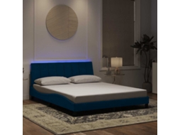 Vidaxl Estrutura De Cama Com Led Sem Colchão Hanko 160x200 Cm Veludo Azul