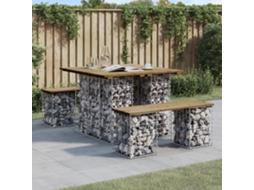 Vidaxl Mesa De Jardim Com Design De Gabião 100x102x72 Cm, Madeira Impregnada De Pinho