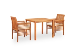 Conjunto 3 de jantar exterior c/ almofadões VIDAXL acácia maciça
